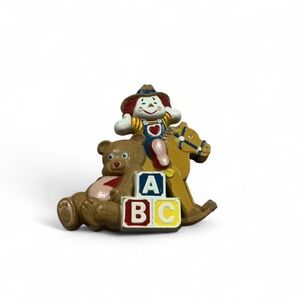 Vintage Burwood Clown and Rocking Horse Wall Decor made in USA 80s 90s kids deco